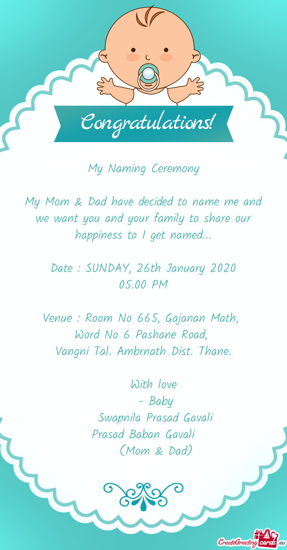 Venue : Room No 665, Gajanan Math