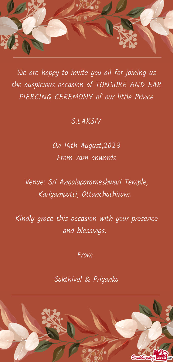Venue: Sri Angalaparameshwari Temple, Kariyampatti, Ottanchathiram