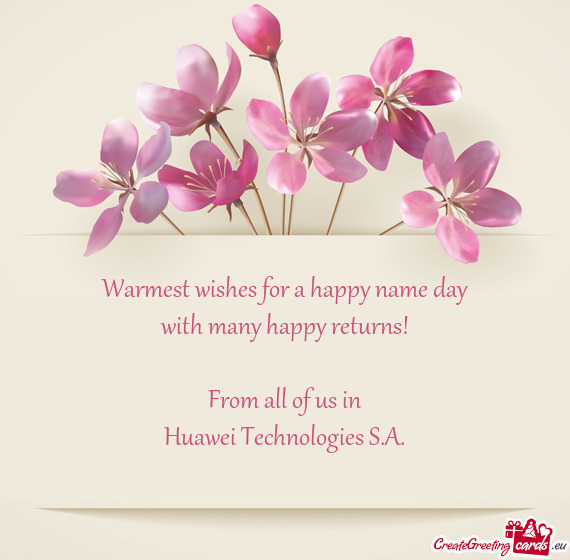 Warmest wishes for a happy name day
