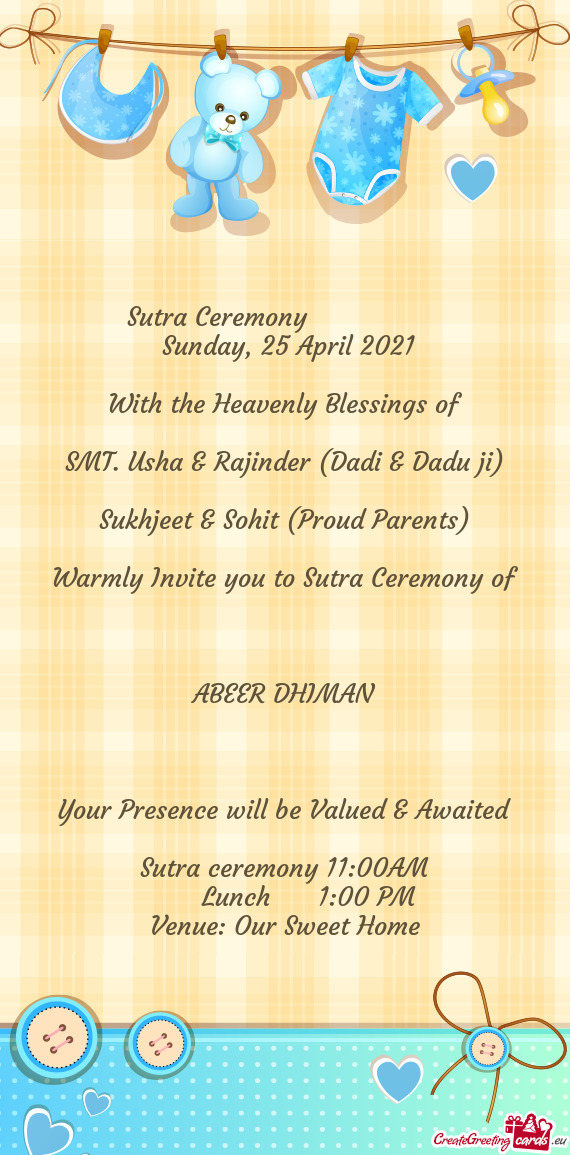 Warmly Invite you to Sutra Ceremony of