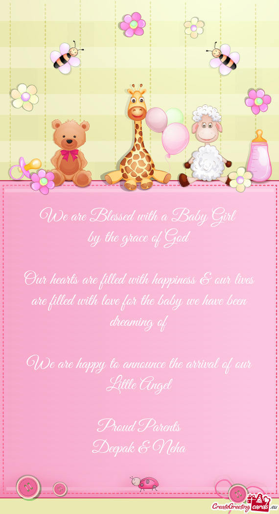 We are Blessed with a Baby Girl   by the grace of God