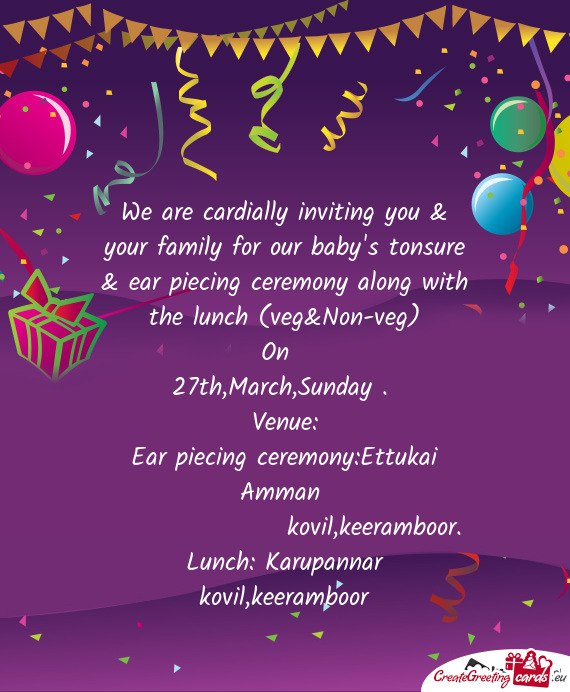 We are cardially inviting you & your family for our baby
