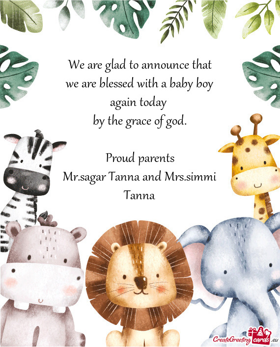We are glad to announce that we are blessed with a baby boy again today by the grace of god