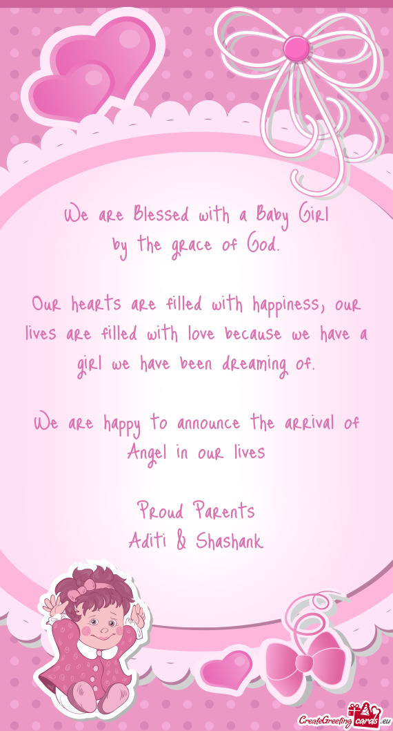 We are happy to announce the arrival of Angel in our lives