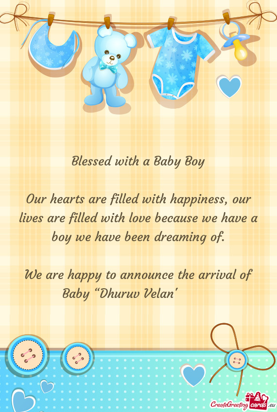We are happy to announce the arrival of Baby “Dhuruv Velan” 💫🌟✨