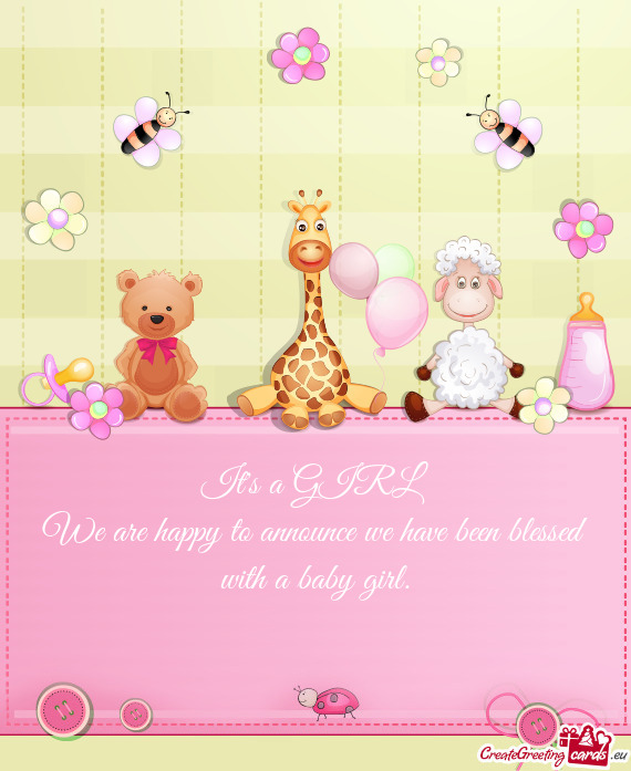 We are happy to announce we have been blessed with a baby girl