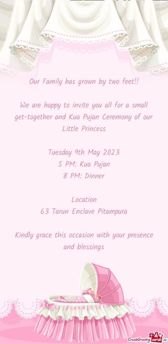 We are happy to invite you all for a small get-together and Kua Pujan Ceremony of our