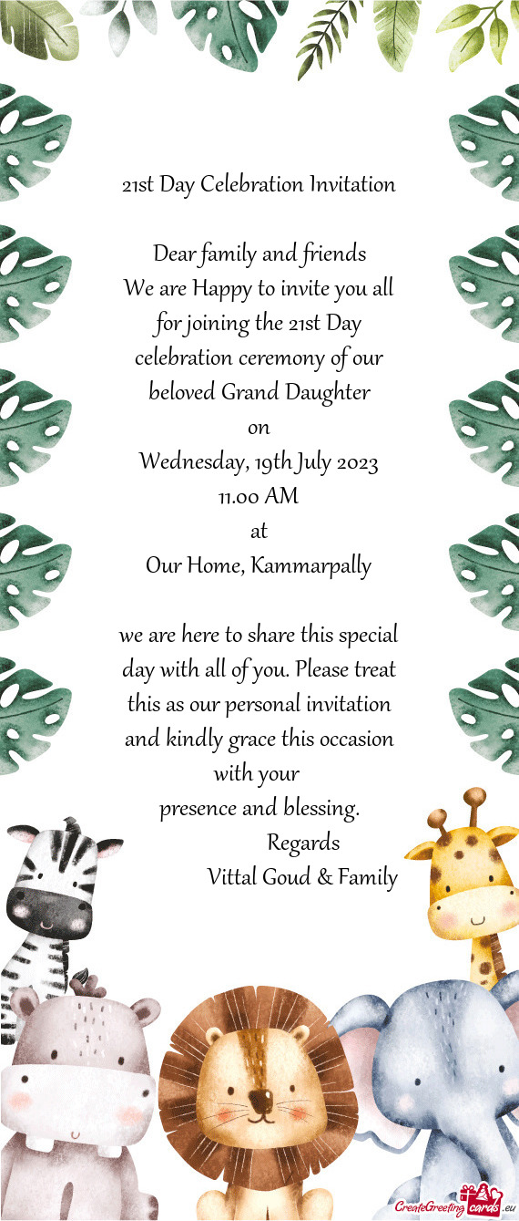 We are Happy to invite you all for joining the 21st Day celebration ceremony of our beloved Grand Da