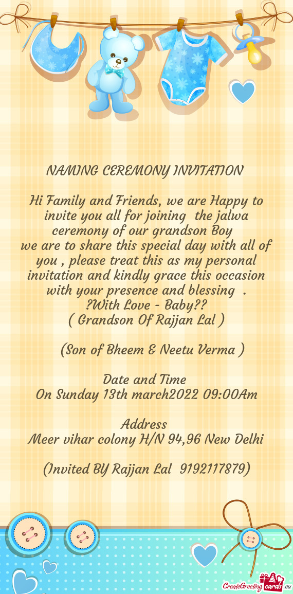 We are to share this special day with all of you , please treat this as my personal invitation and k