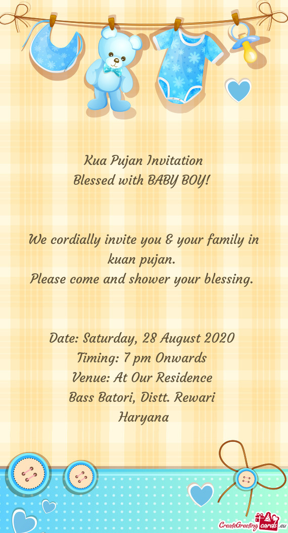 We cordially invite you & your family in kuan pujan