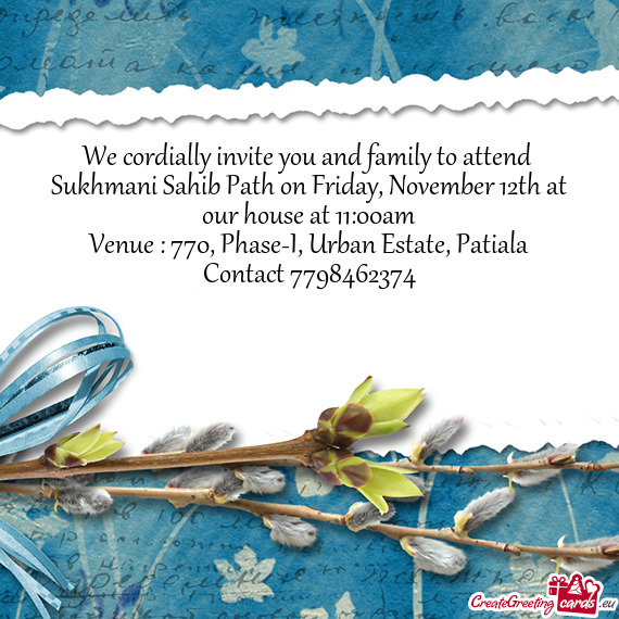 We cordially invite you and family to attend
