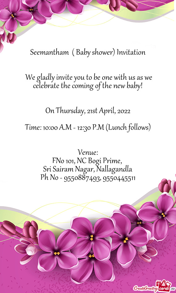 We gladly invite you to be one with us as we celebrate the coming of the new baby