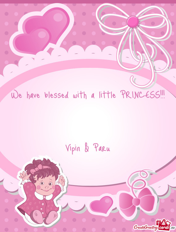 We have blessed with a little PRINCESS!!!  Vipin & Paru