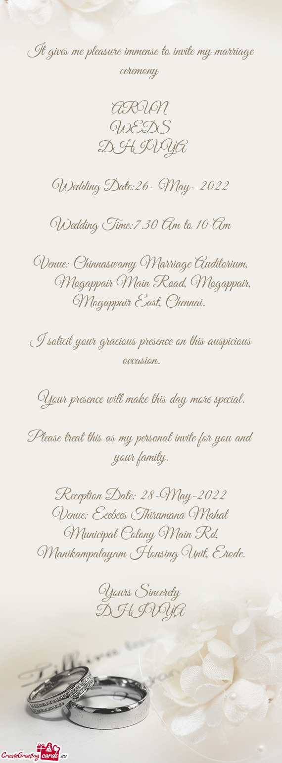 Wedding Date:26- May- 2022