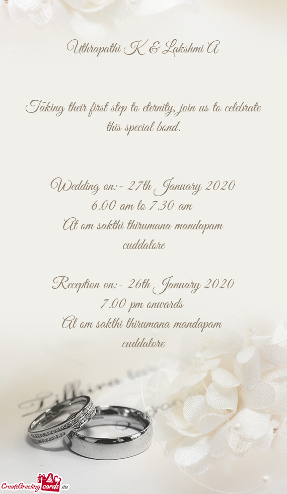 Wedding on:- 27th January 2020