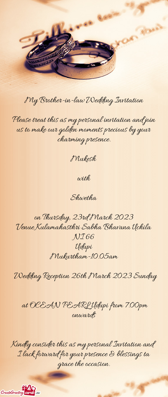 Wedding Reception 26th March 2023 Sunday