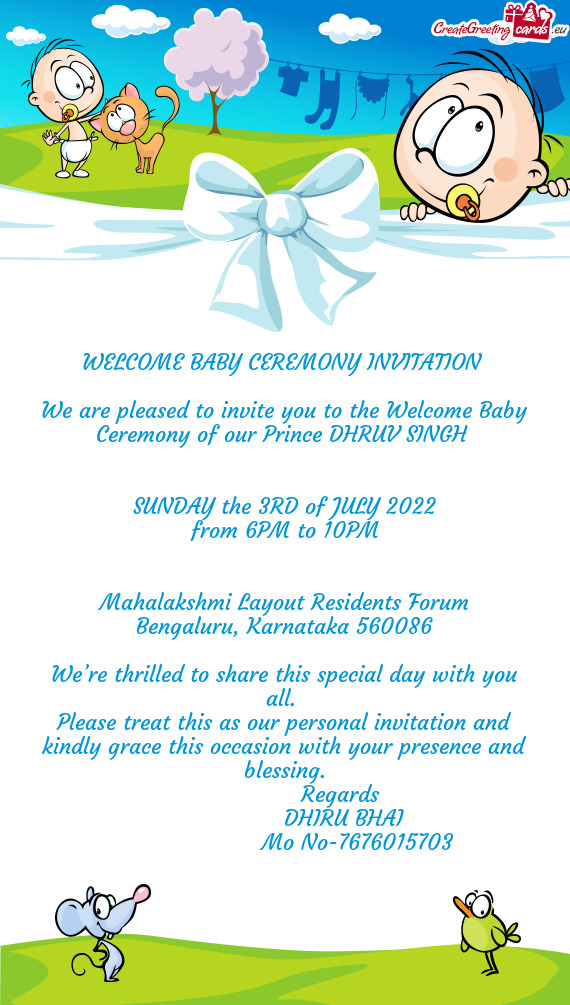 WELCOME BABY CEREMONY INVITATION