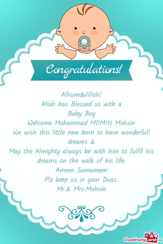 Welcome Mohammad MOMIN Mohsin