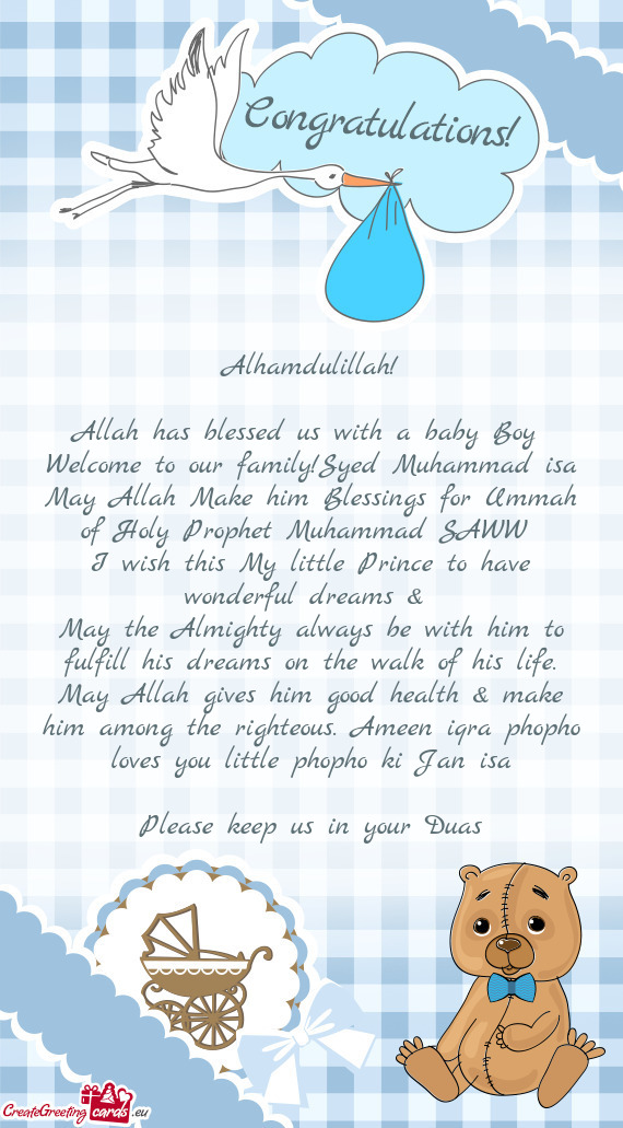 Welcome to our family!Syed Muhammad isa
