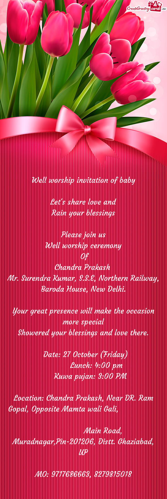 Well worship invitation of baby
