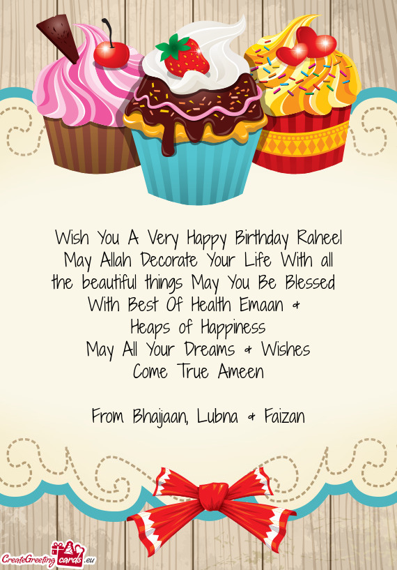 Wish You A Very Happy Birthday Raheel