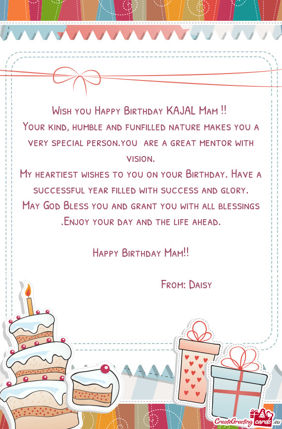 Wish you Happy Birthday KAJAL Mam