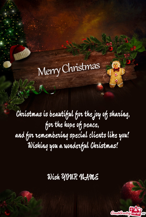 Wishing you a wonderful Christmas