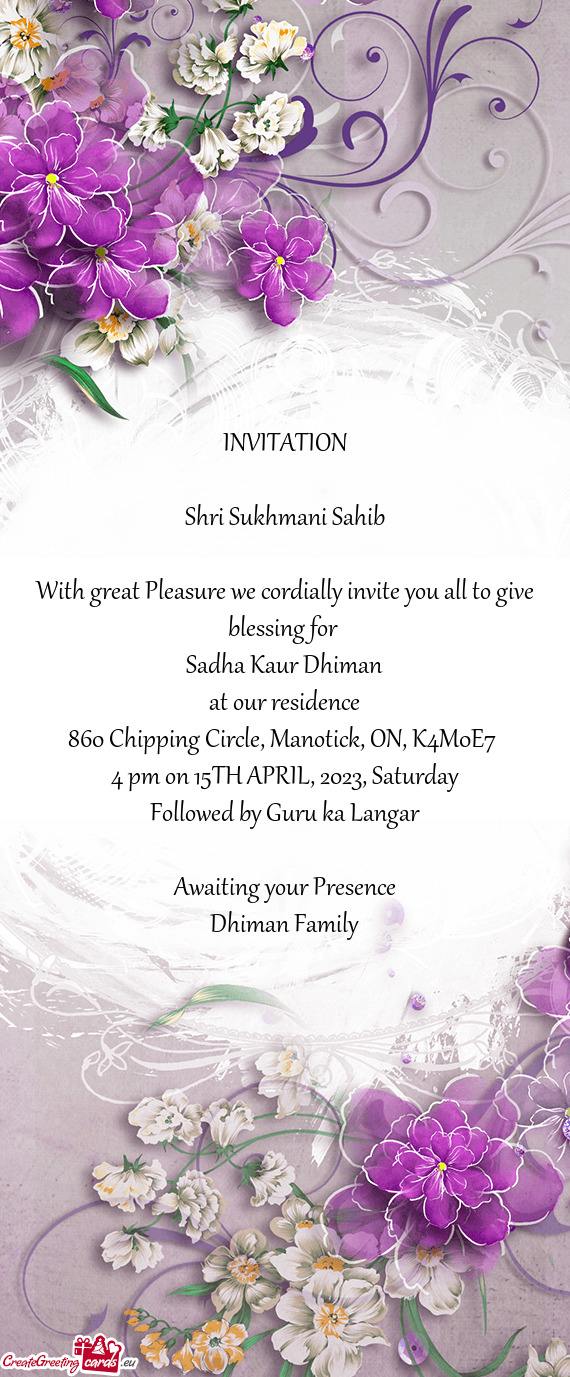 With great Pleasure we cordially invite you all to give blessing for
