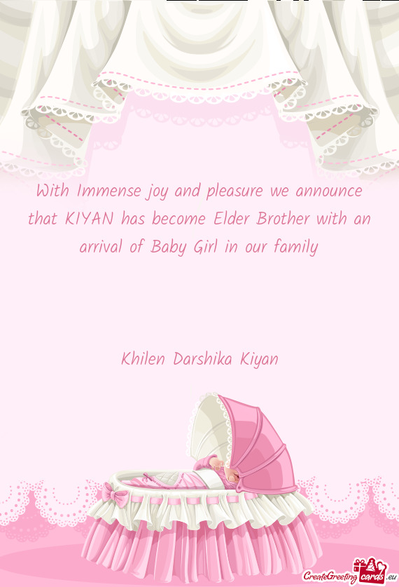 With Immense joy and pleasure we announce that KIYAN has become Elder Brother with an arrival of Bab