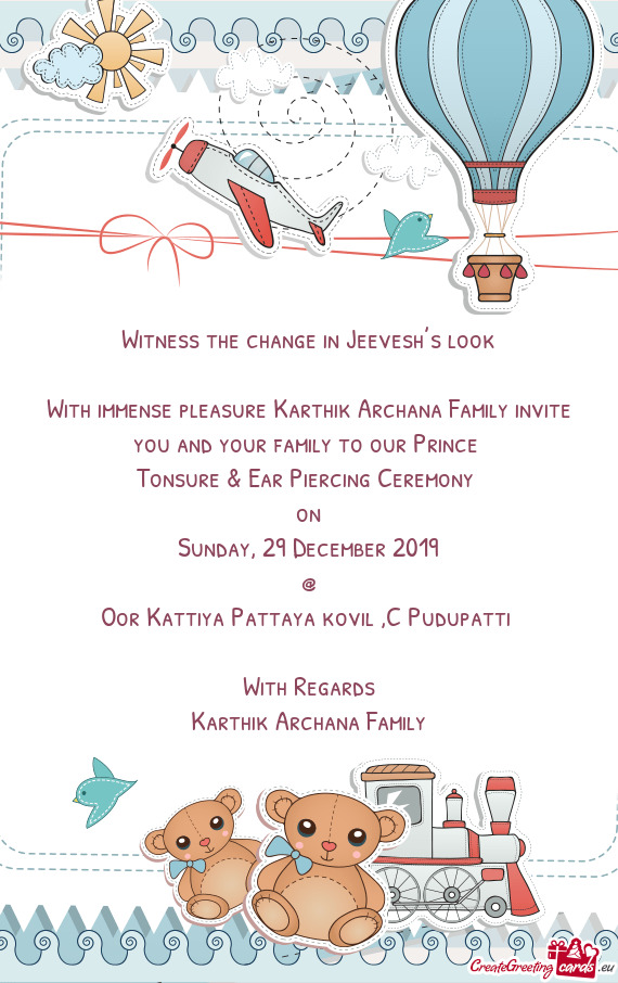 With immense pleasure Karthik Archana Family invite