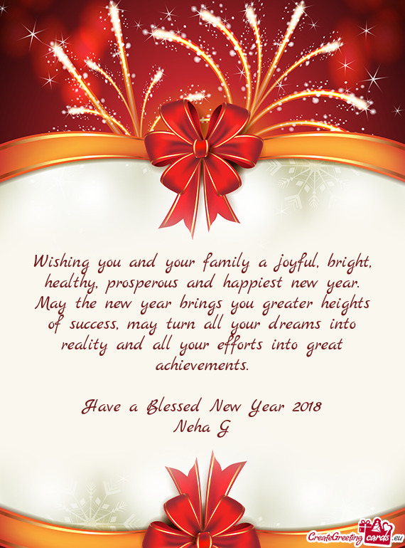 Year brings you greater heights of success, may turn all your dreams into reality and all your effo