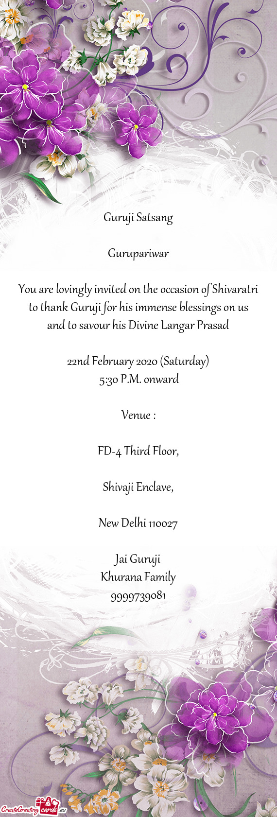 You are lovingly invited on the occasion of Shivaratri