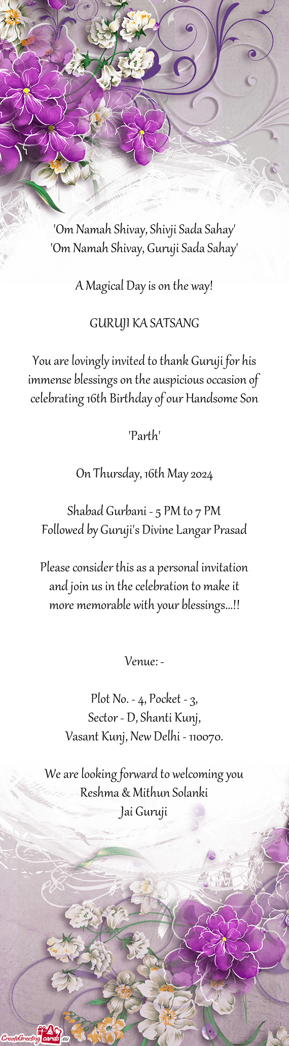 You are lovingly invited to thank Guruji for his