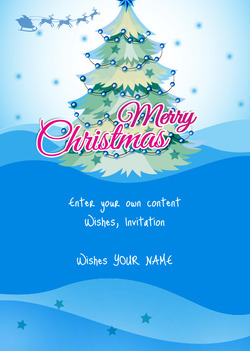 Blue Card with Christmas Tree