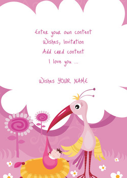 Card Stork with baby