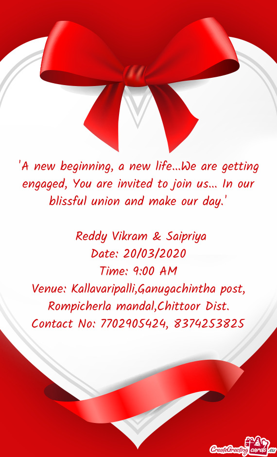 "
 
 Reddy Vikram & Saipriya
 Date