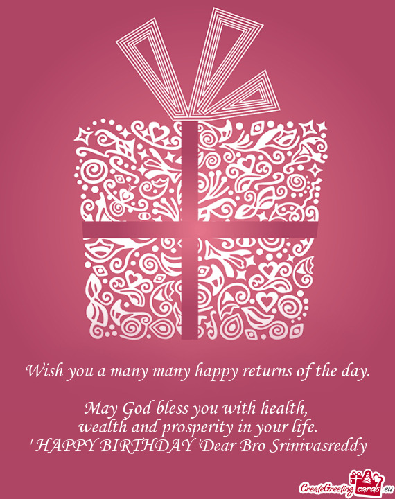" HAPPY BIRTHDAY "Dear Bro Srinivasreddy