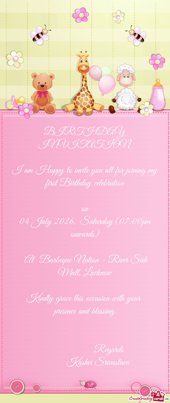 04 July 2026, Saturday (07:00pm onwards)