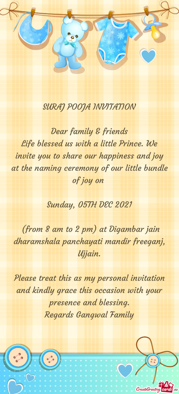 05TH DEC 2021
 
 (from 8 am to 2 pm) at Digambar jain dharamshala panchayati mandir freeganj