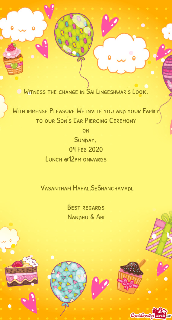 09 Feb 2020
     Lunch @12pm onwards        
 Vasantham M