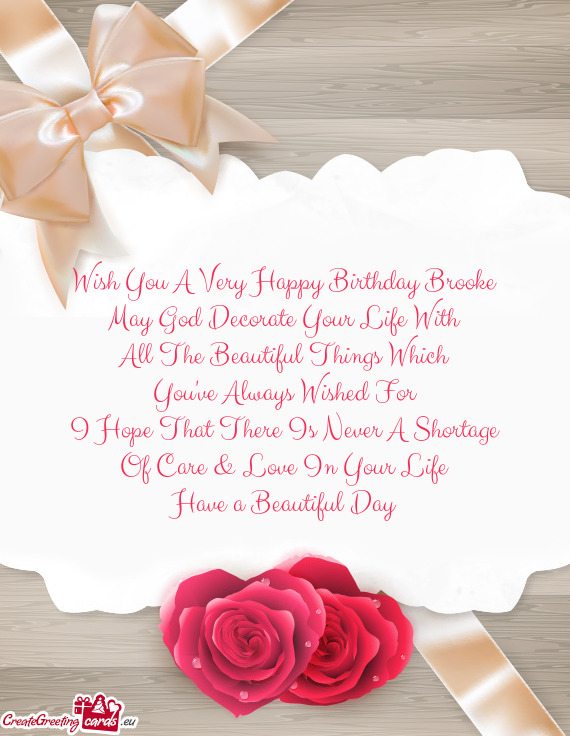 Wish You A Very Happy Birthday Brooke - Free cards