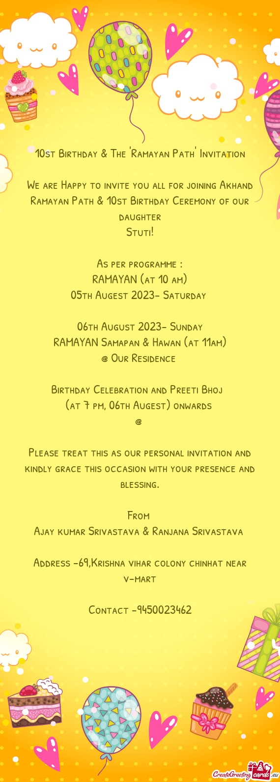 10st Birthday & The "Ramayan Path" Invitation