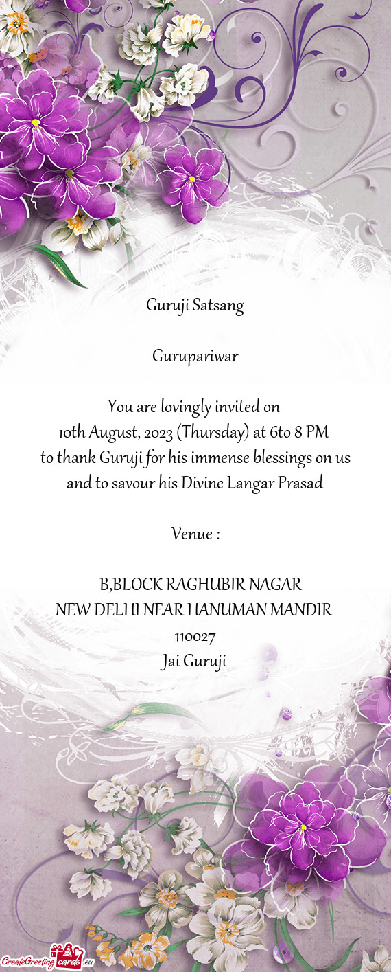 10th August, 2023 (Thursday) at 6to 8 PM