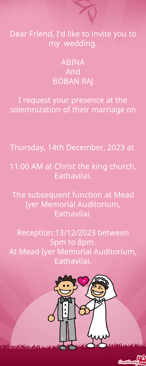 11:00 AM at Christ the king church, Eathavilai