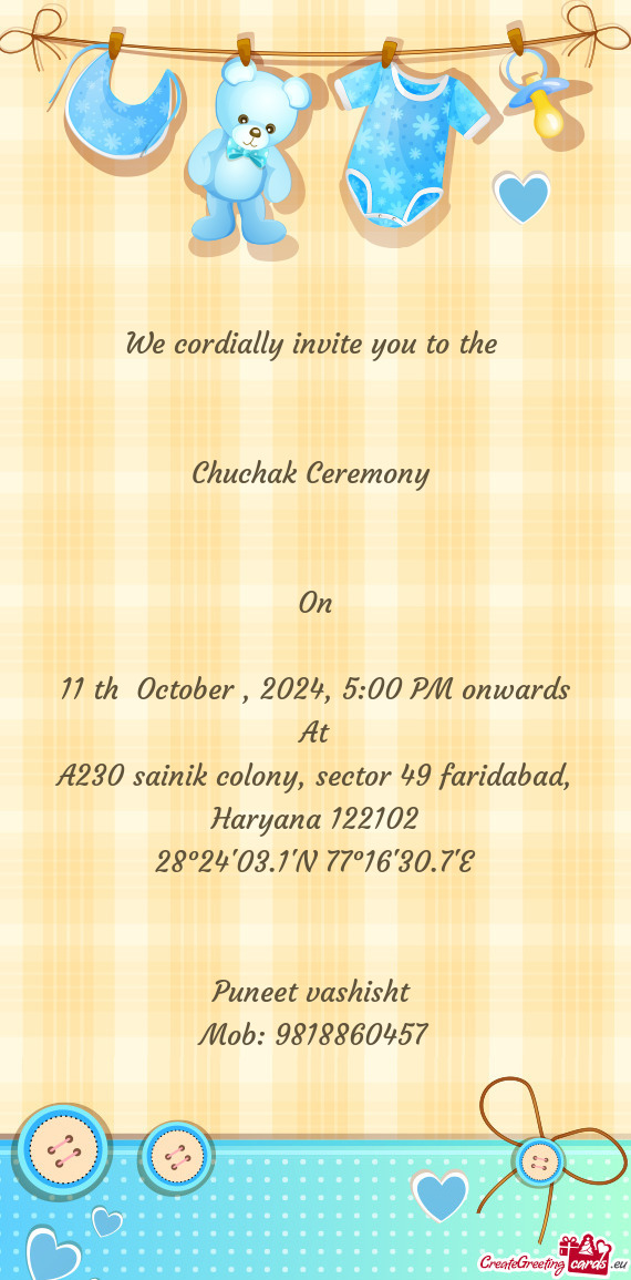 11 th October , 2024, 5:00 PM onwards