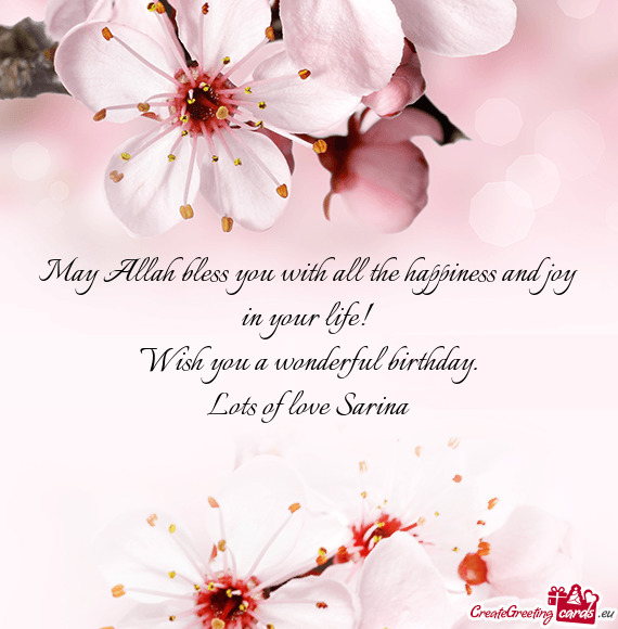 May Allah Bless You With All The Happiness And Joy In Your Life - Free Cards