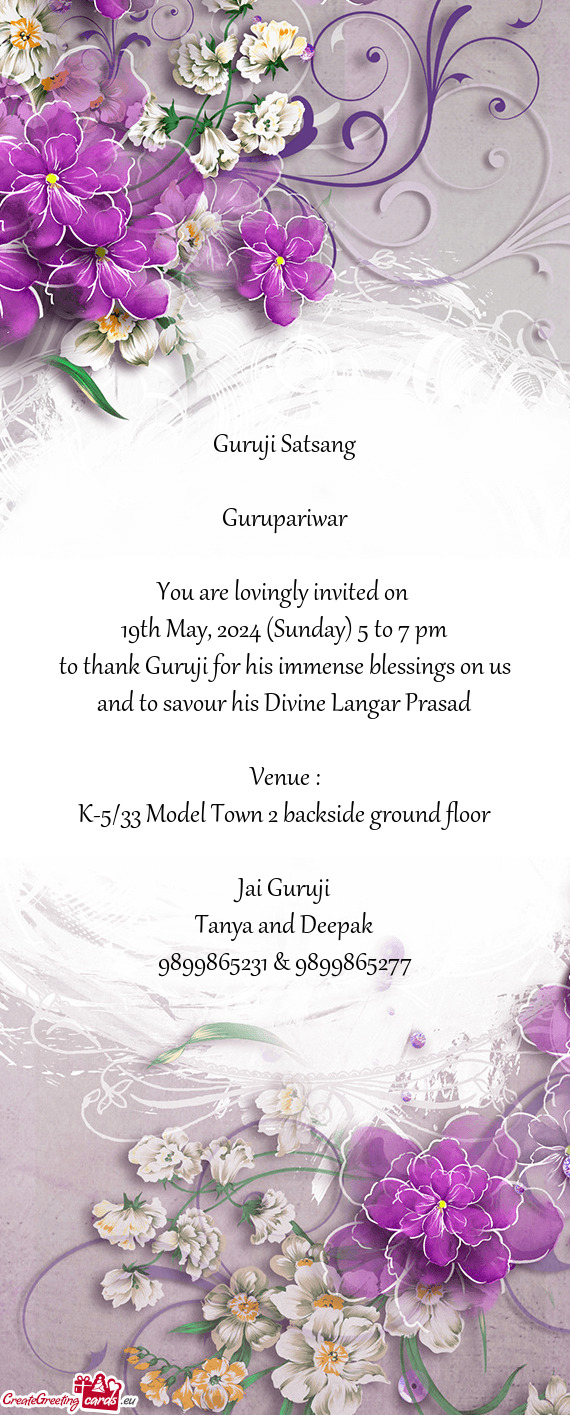19th May, 2024 (Sunday) 5 to 7 pm