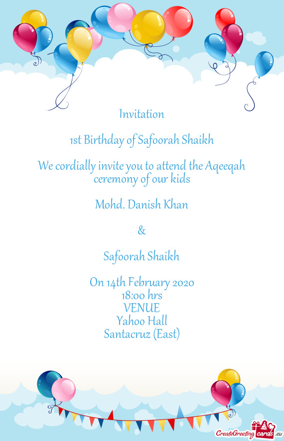 1st Birthday of Safoorah Shaikh