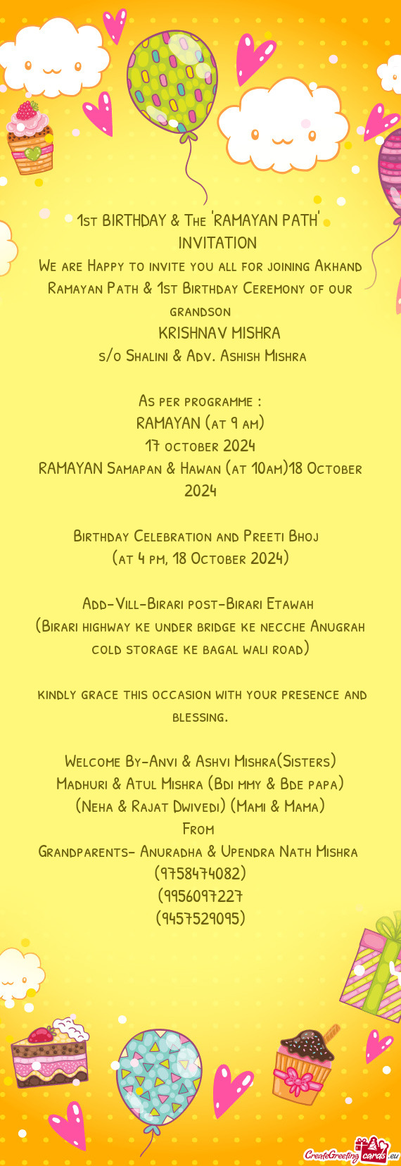 1st BIRTHDAY & The "RAMAYAN PATH"