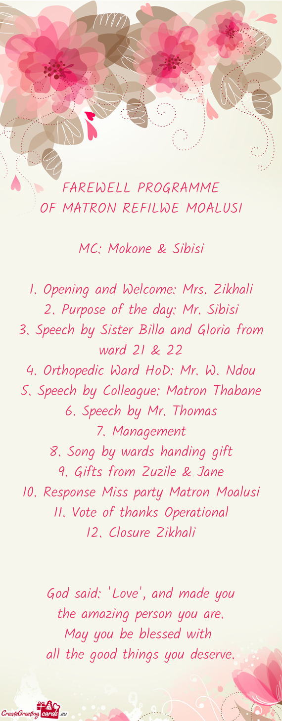 2. Purpose of the day: Mr. Sibisi